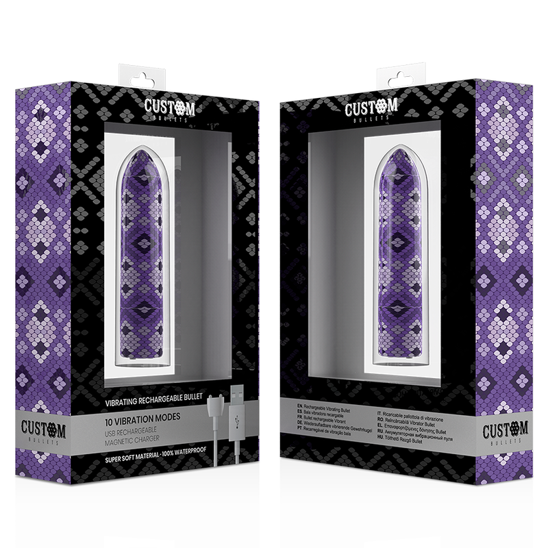 Custom bullets - bala recargable snake lila 10 intensidades