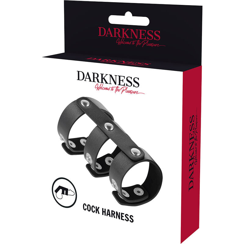 Darkness - anillo doble pene y testículos ajustable leather