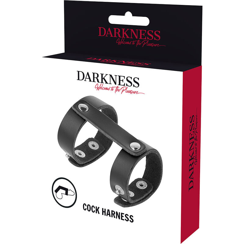 Darkness - anillo pene y testículos ajustable leather
