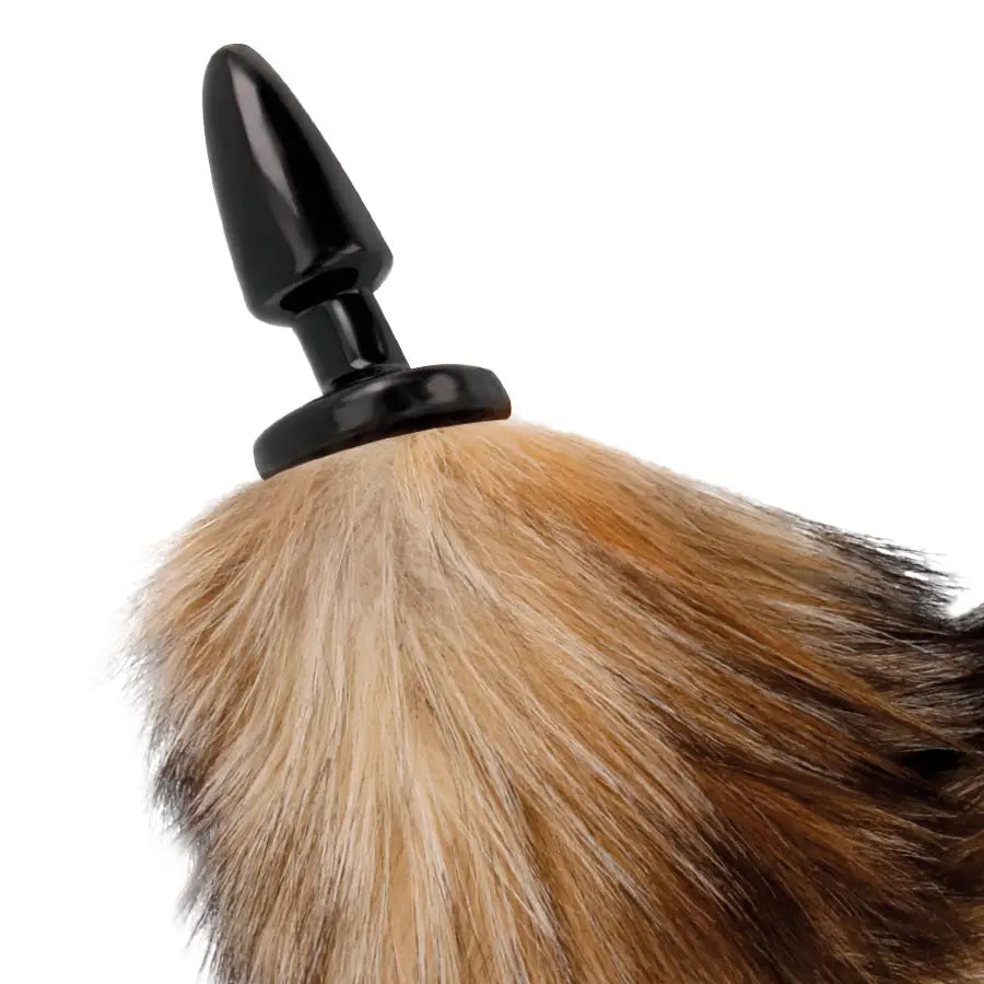 Darkness - cola natural con plug anal silicona 10 cm