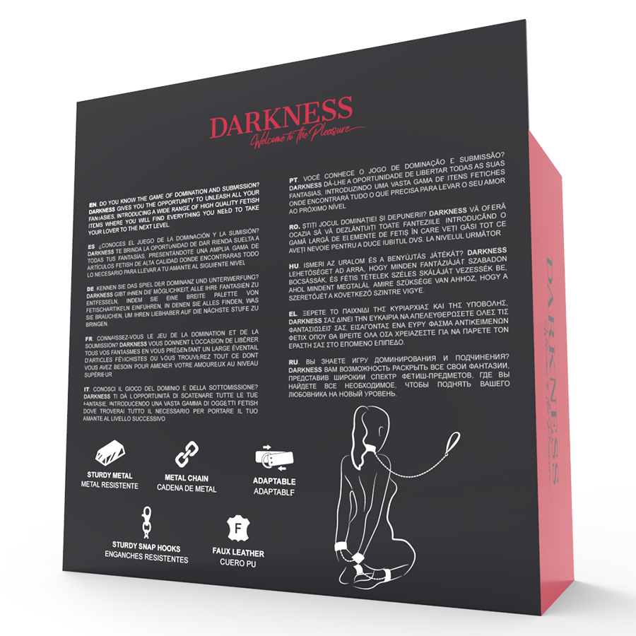 Darkness - esposas y collar de cuero negro