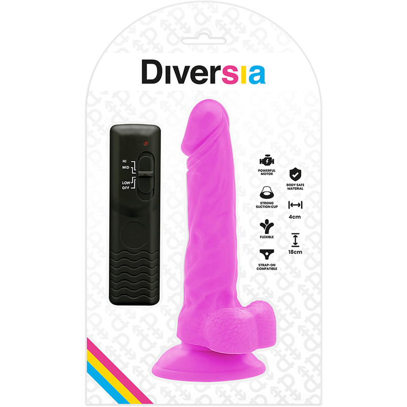 Diversia - dildo realístico flexible con vibración lila 18