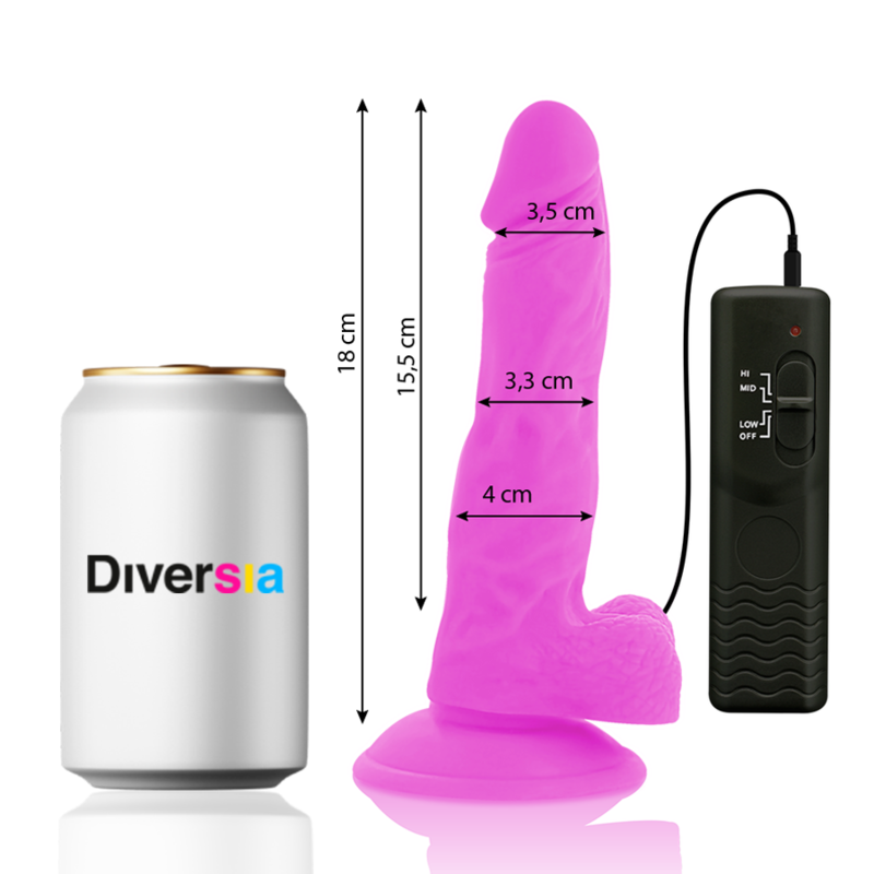 Diversia - dildo realístico flexible con vibración lila 18