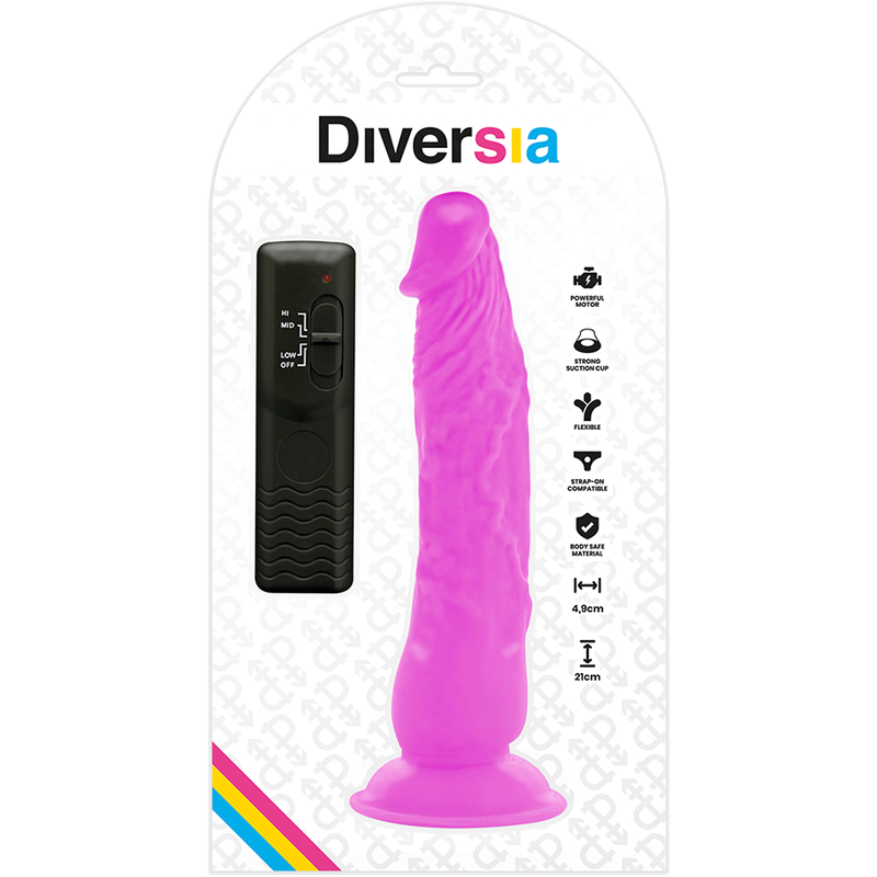 Diversia - dildo realístico flexible con vibración lila 21