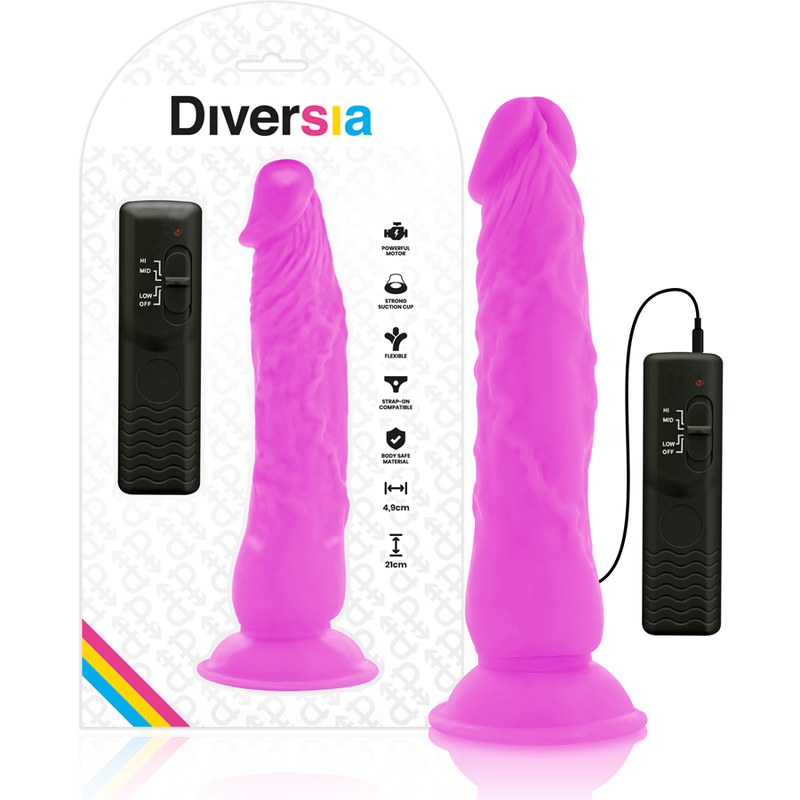 Diversia - dildo realístico flexible con vibración lila 21
