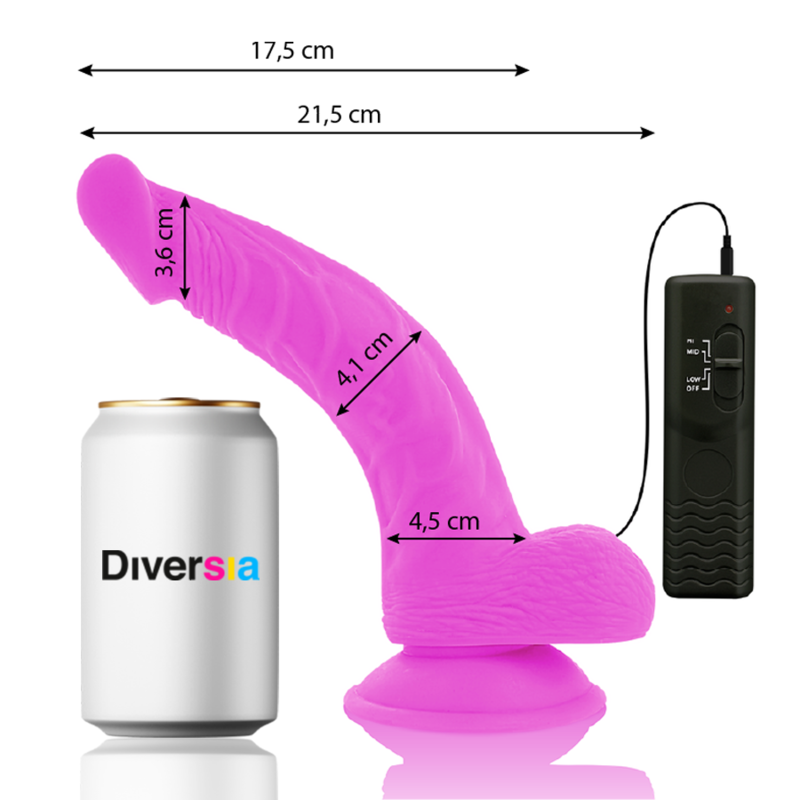 Diversia - dildo realístico flexible con vibración lila