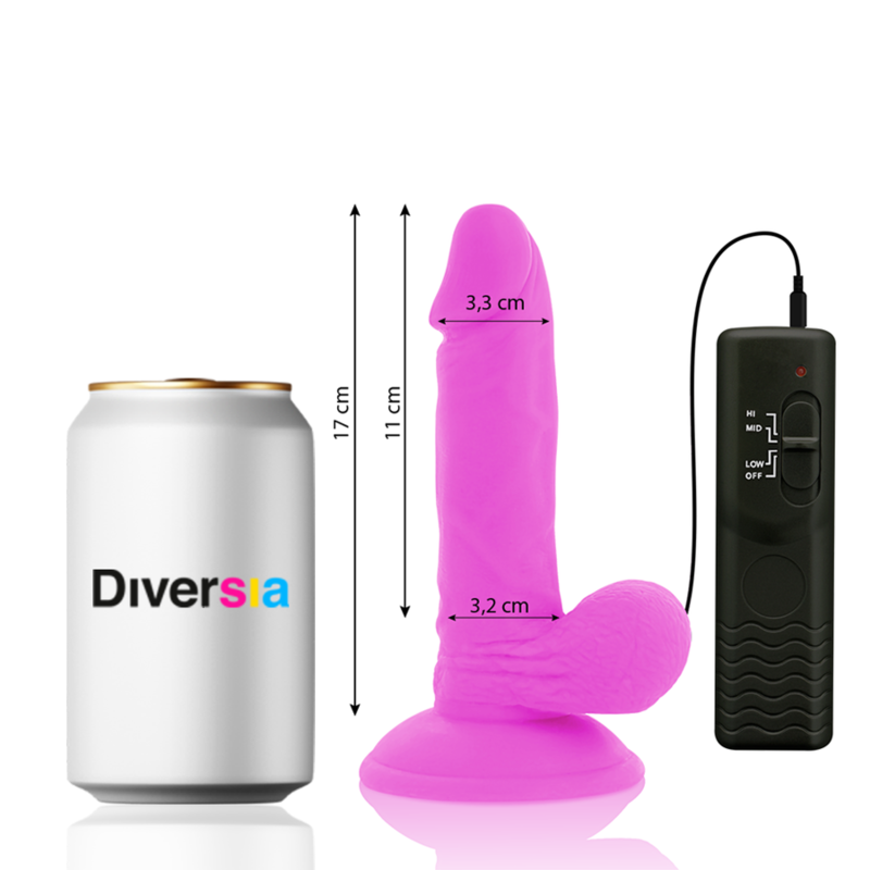 Diversia - dildo realístico flexible con vibración morado