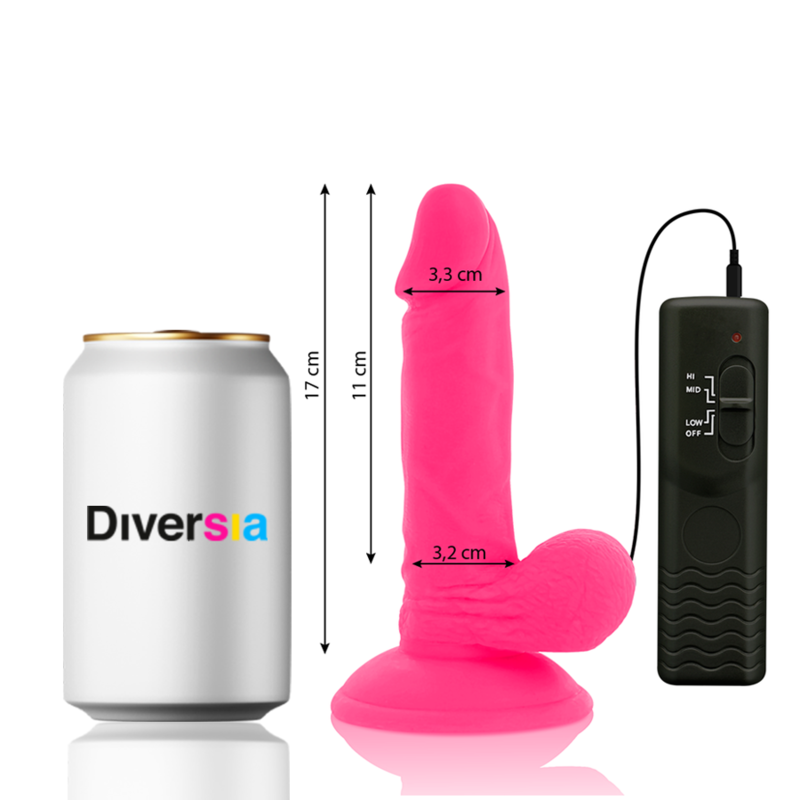 Diversia - dildo realístico flexible con vibración rosa 17