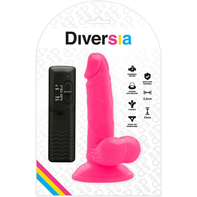 Diversia - dildo realístico flexible con vibración rosa 17