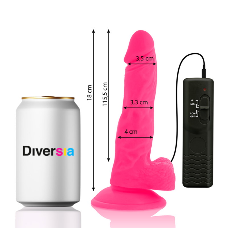 Diversia - dildo realístico flexible con vibración rosa 18