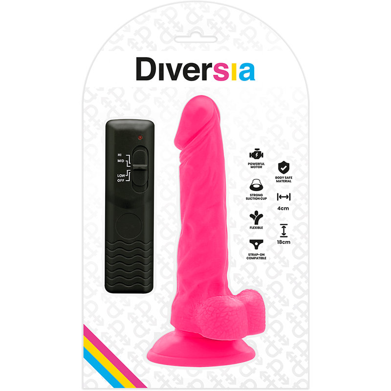 Diversia - dildo realístico flexible con vibración rosa 18