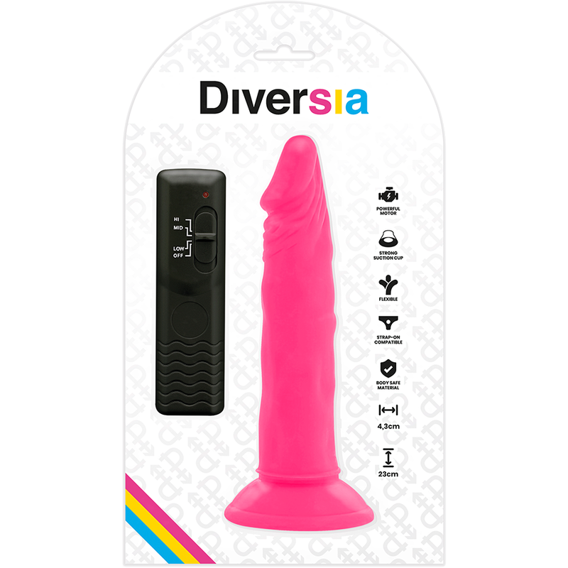 Diversia - dildo realístico flexible con vibración rosa 23