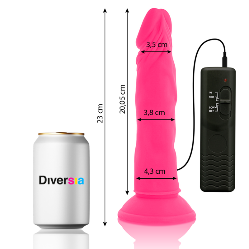Diversia - dildo realístico flexible con vibración rosa 23