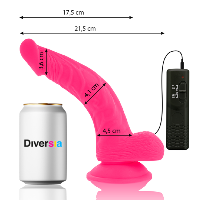 Diversia - dildo realístico flexible con vibración rosa