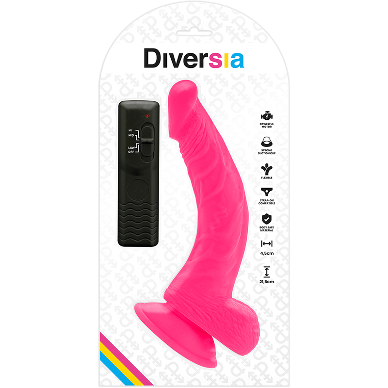 Diversia - dildo realístico flexible con vibración rosa