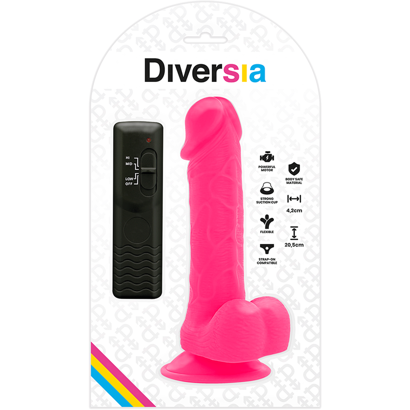Diversia - dildo realístico flexible con vibración rosa