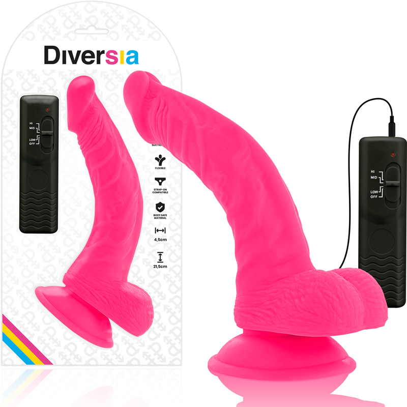 Diversia - dildo realístico flexible con vibración rosa