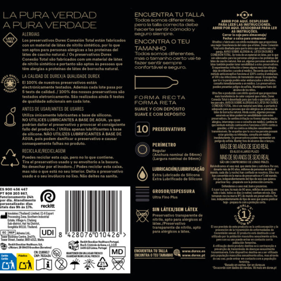 Durex - conexión total xl ultra fino plus sin látex 10
