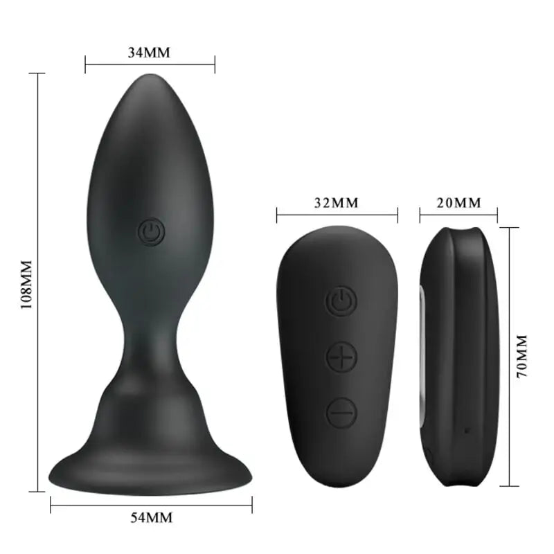 Mr play - plug anal con vibración negro control remoto