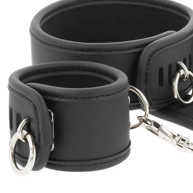 Fetish submissive - collar y esposas cuero vegano con forro