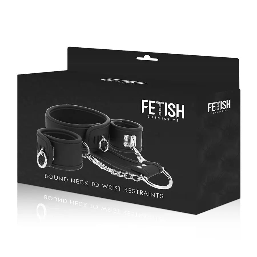 Fetish submissive - collar y esposas cuero vegano con forro