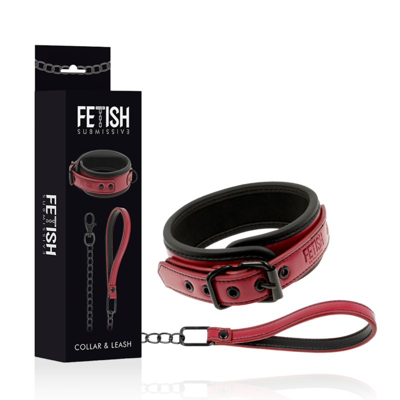 Fetish submissive dark room - collar con cadena con forro