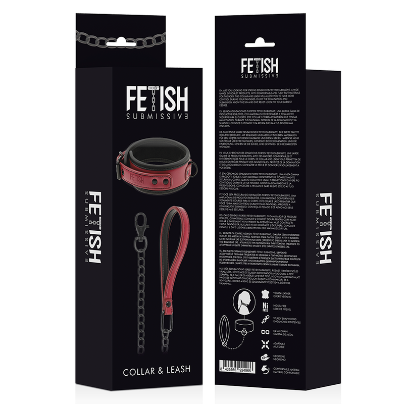 Fetish submissive dark room - collar con cadena con forro