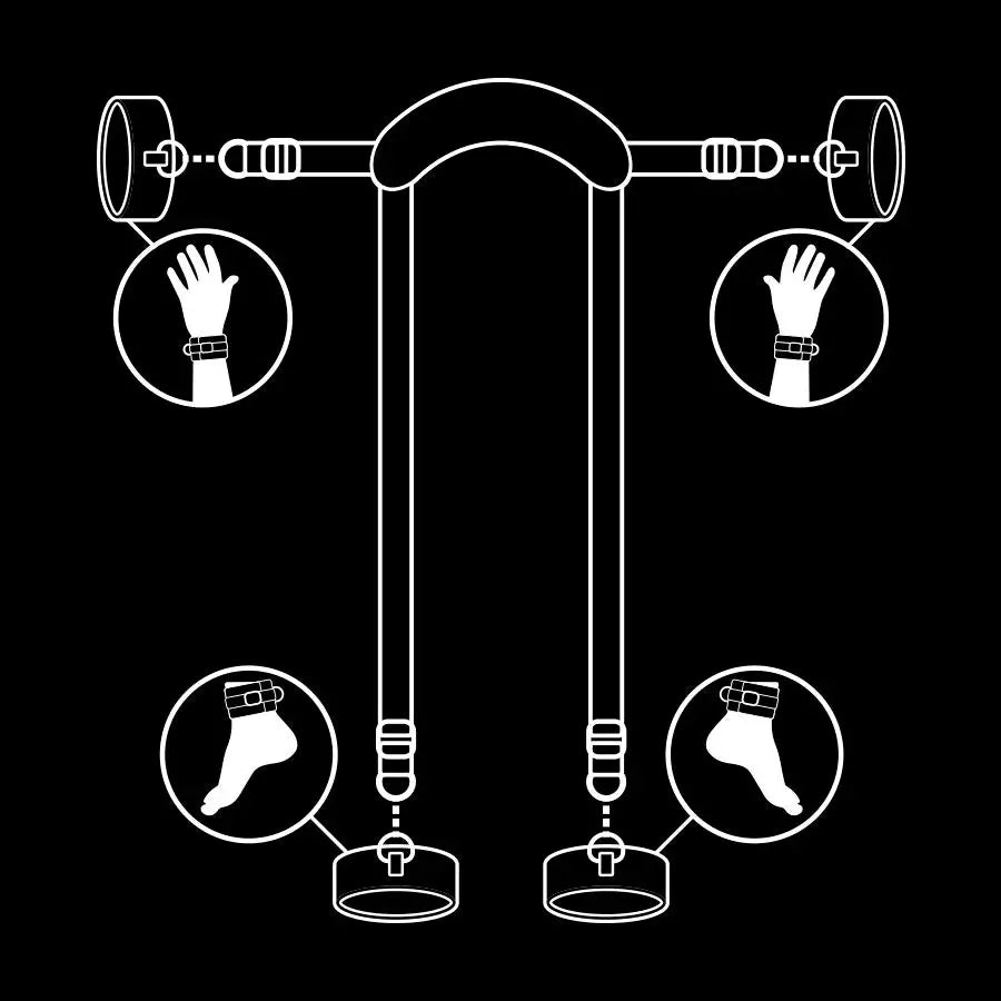 Fetish submissive - posición master con 4 esposas con forro