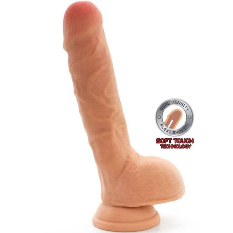 Get real - dual density dildo 25,5 cm con testículos natural