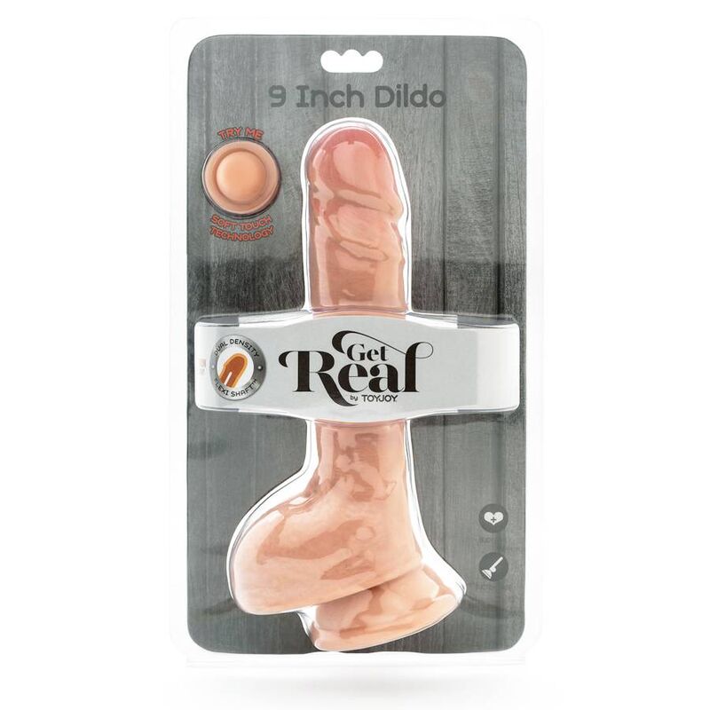 Get real - dual density dildo 25,5 cm con testículos natural