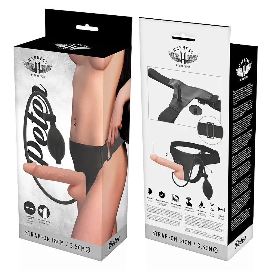 Harness attraction - arnés peter con pene hinchable 18 cm