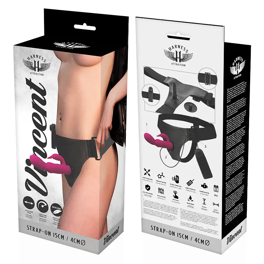 Harness attraction - arnés vibrador rabbit vincent 15 cm
