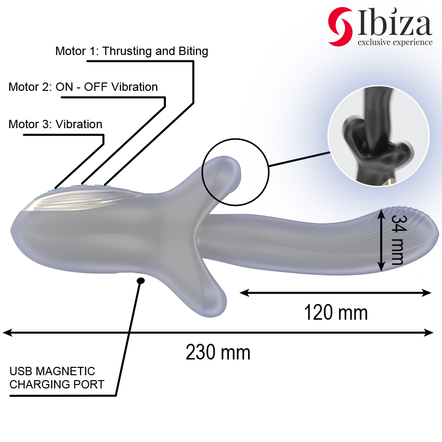 Ibiza - potente vibrador efecto thrusting y biting