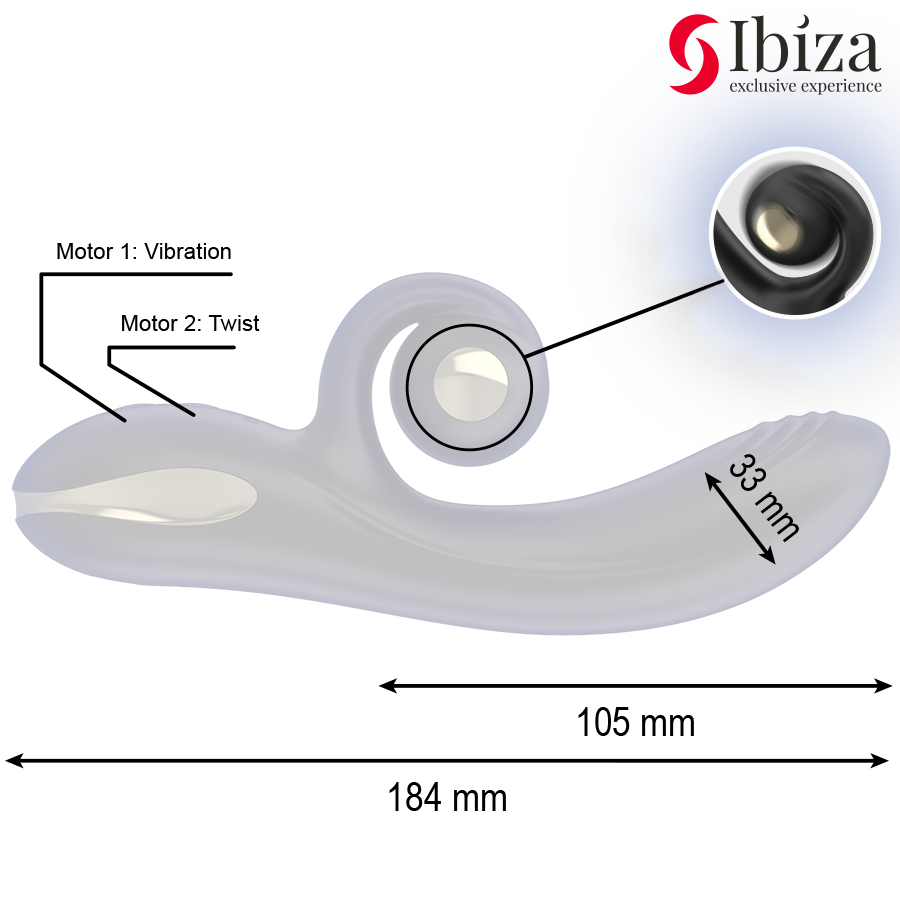 Ibiza - vibrador twister con estimulador curve