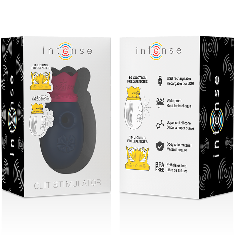 INTENSE - CLITORAL STIMULATOR WITH 10 SUCTION AND LICKING MODES - BLUE