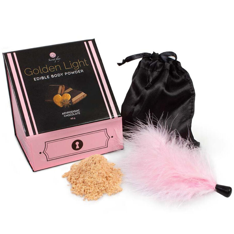 SECRETPLAY - GOLDEN LIGHT KIT EDIBLE POWDER AND CHOCOLATE APHRODISIAC FEATHER