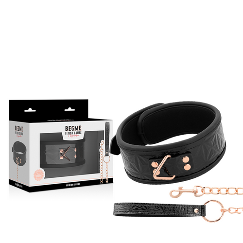 BEGME - BLACK EDITION VEGAN LEATHER COLLAR WITH NEOPRENE LINING