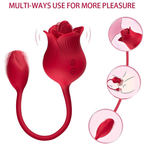 ARMONY - ROSA VIBRADOR ESTIMULADOR CLÍTORIS CON COLA 10 MODOS ROJO - OMerotics