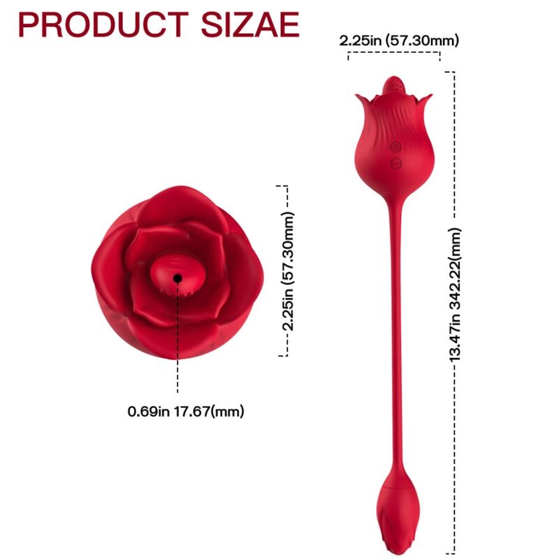 ARMONY - ROSA VIBRADOR ESTIMULADOR CLÍTORIS CON COLA 10 MODOS ROJO - OMerotics