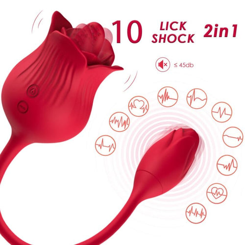 ARMONY - ROSA VIBRADOR ESTIMULADOR CLÍTORIS CON COLA 10 MODOS ROJO - OMerotics