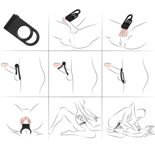 ARMONY - TWINS ANILLO DOBLE VIBRADOR PAREJAS NEGRO - OMerotics