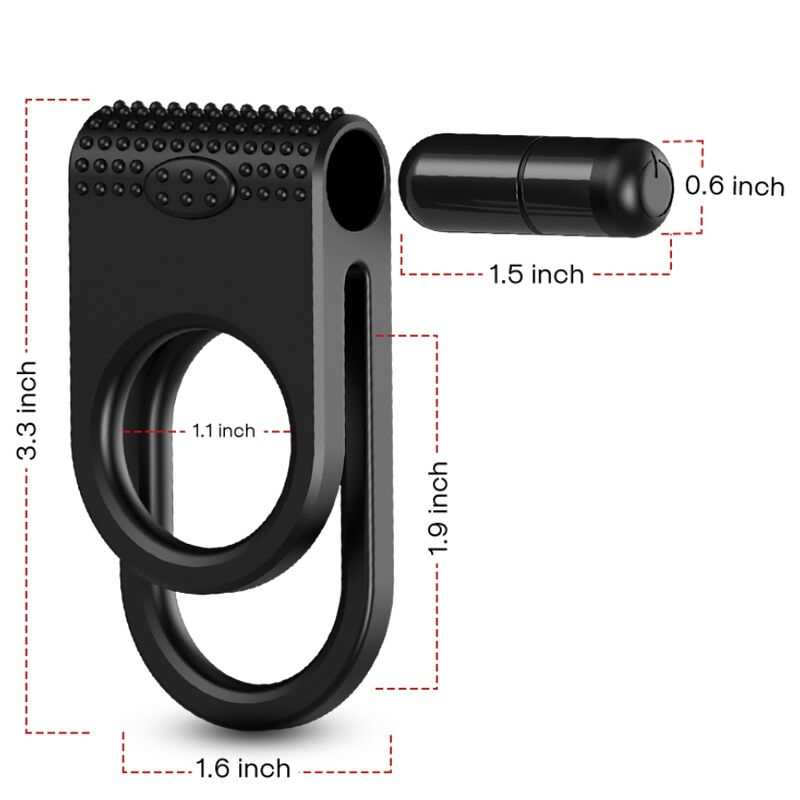 ARMONY - TWINS ANILLO DOBLE VIBRADOR PAREJAS NEGRO - OMerotics