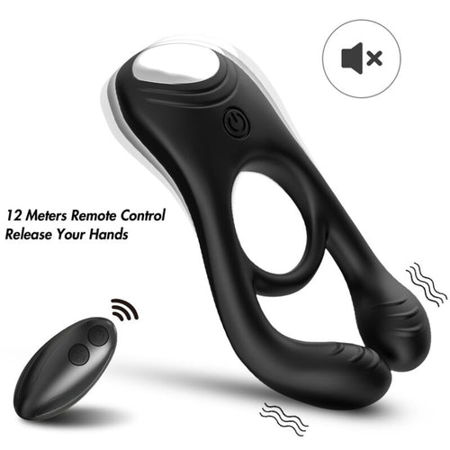 ARMONY - VEYRON ANILLO VIBRADOR DOBLE PINZA CONTROL REMOTO NEGRO - OMerotics