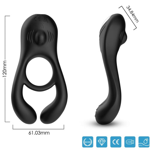 ARMONY - VEYRON ANILLO VIBRADOR DOBLE PINZA NEGRO - OMerotics