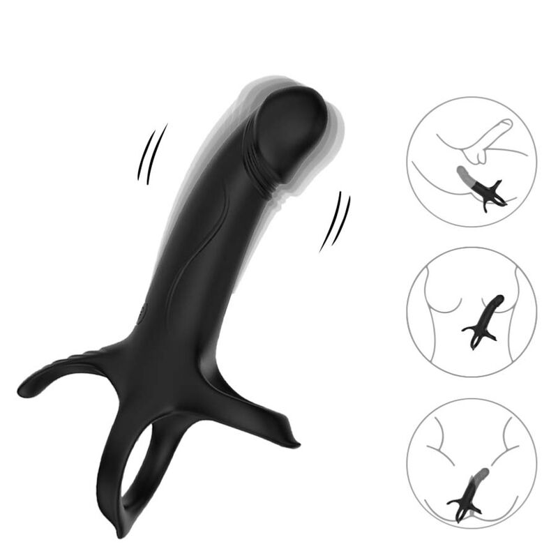 ARMONY - DILDO CON ANILLO & VIBRADOR CONTROL REMOTO NEGRO - OMerotics