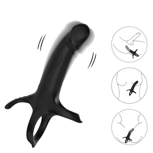 ARMONY - DILDO CON ANILLO & VIBRADOR CONTROL REMOTO NEGRO - OMerotics