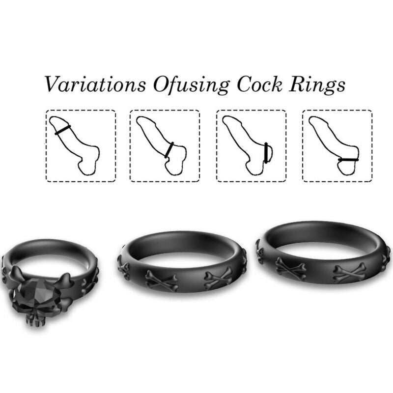 ARMONY - ANILLOS CALAVERA SILICONA NEGRO - OMerotics