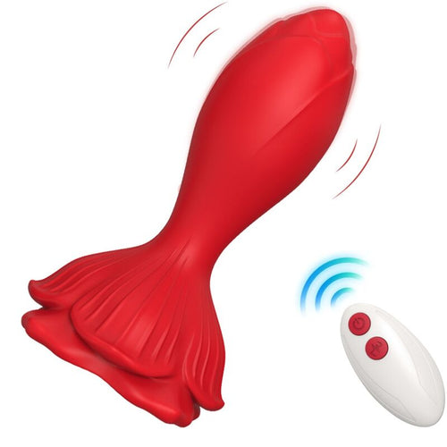 ARMONY - ROSA VIBRADOR & PLUG ANAL PEQUEÑO CONTROL REMOTO ROJO - OMerotics