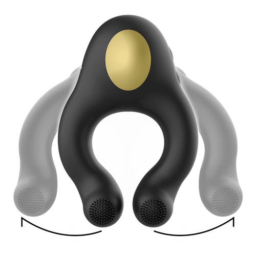 ARMONY - ANILLO VIBRADOR SILICONA 3 MOTORES RECARGABLE NEGRO - DORADO - OMerotics