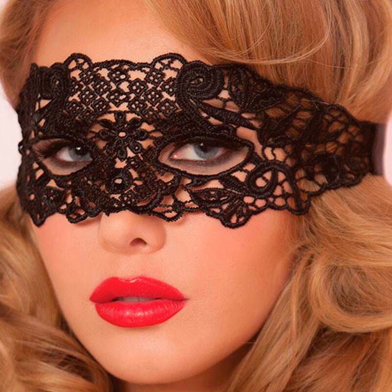 QUEEN LINGERIE - ANTIFAZ DE ENCAJE NEGRO - OMerotics
